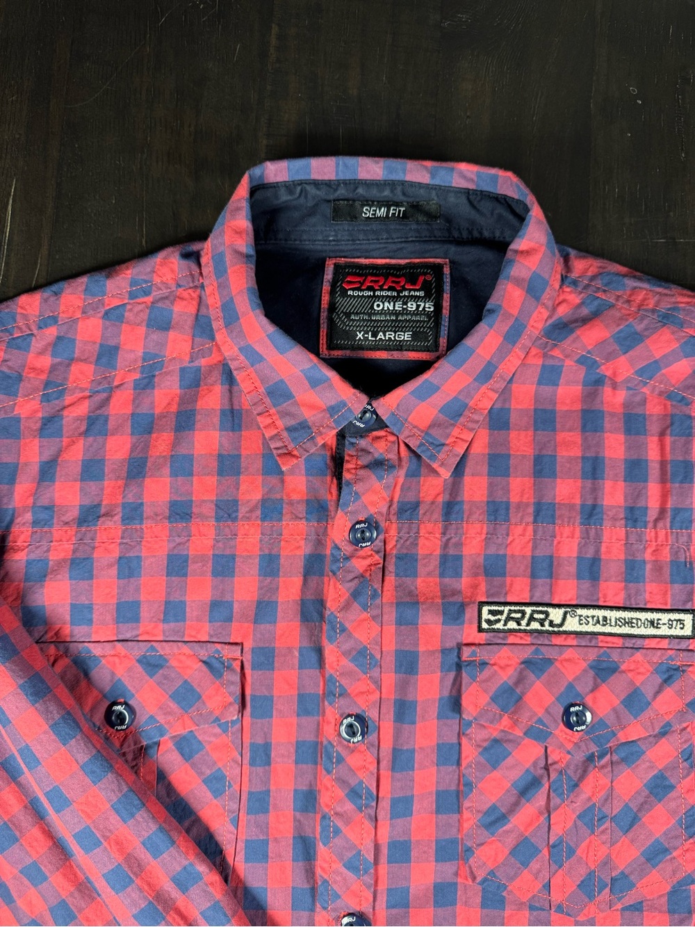 CRRJ Red & Blue Check Button-Down Shirt - Men's X-Large Rough Riders